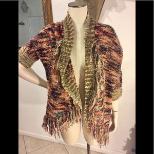 BNWOT BKE BOHO MIXED KNIT FRINGE CARDI XL